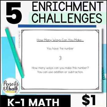 Preview of $1 Deal Math Enrichment Activities Early Finishers & Gifted and Talented K-1st