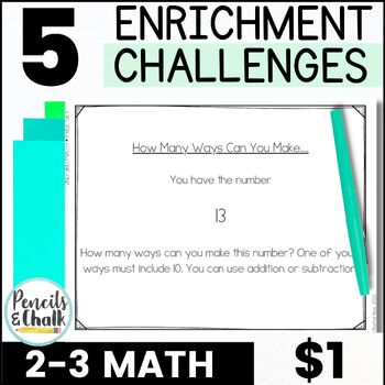 Preview of $1 Deal Math Enrichment Activities Early Finishers & Gifted and Talented 2nd-3rd