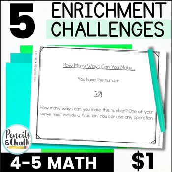 Preview of $1 Deal Math Enrichment Activities Early Finishers & Gifted and Talented 4th-5th