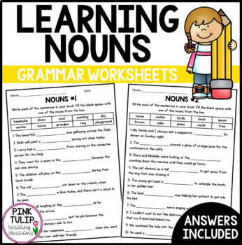 Nouns Grammar Worksheets By Pink Tulip Teaching Creations TPT