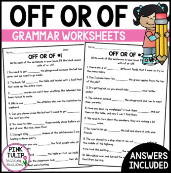 off or of grammar worksheets by pink tulip teaching creations tpt
