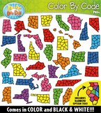 50 USA States Color By Code Shapes Clipart {Zip-A-Dee-Doo-