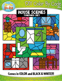 House Background Scenes Color By Code Clipart {Zip-A-Dee-D