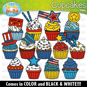 Preview of Independence Day Cupcakes Clipart Set {Zip-A-Dee-Doo-Dah Designs}