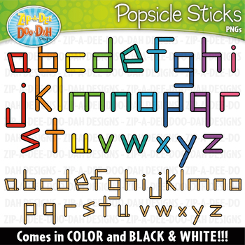 Preview of Lowercase Alphabet Letters Popsicle Sticks Clipart {Zip-A-Dee-Doo-Dah Designs}