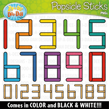 Preview of Numbers Popsicle Sticks Clipart {Zip-A-Dee-Doo-Dah Designs}