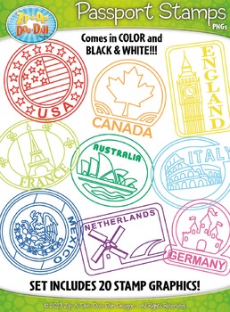 Preview of Passport Stamps Clipart Set 1 {Zip-A-Dee-Doo-Dah Designs}