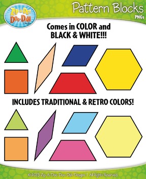 Preview of Pattern Block Shapes Clipart {Zip-A-Dee-Doo-Dah Designs}