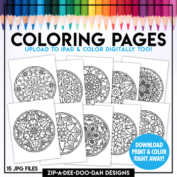 Preview of Printable Winter Mandala Coloring Pages {Zip-A-Dee-Doo-Dah Designs}