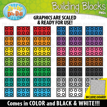 Preview of Rainbow Building Blocks Clipart {Zip-A-Dee-Doo-Dah Designs}