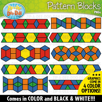 Preview of Repeating Puzzle Pattern Blocks Clipart {Zip-A-Dee-Doo-Dah Designs}