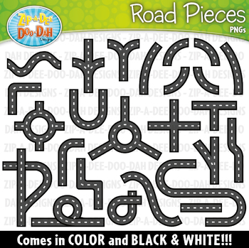 Preview of Road Pieces Clipart {Zip-A-Dee-Doo-Dah Designs}