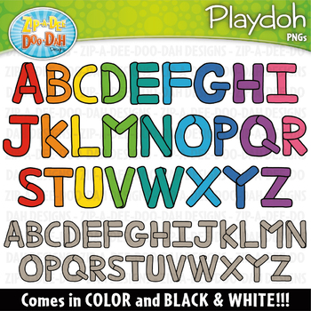 Preview of Uppercase Alphabet Letters Playdoh / Clay Clipart {Zip-A-Dee-Doo-Dah Designs}
