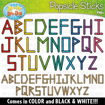 Uppercase Alphabet Letters Popsicle Sticks Clipart Set
