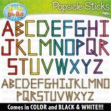 Uppercase Alphabet Letters Popsicle Sticks Clipart Set {Zi