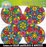 Valentine's Day Mandalas Color By Code Clipart {Zip-A-Dee-