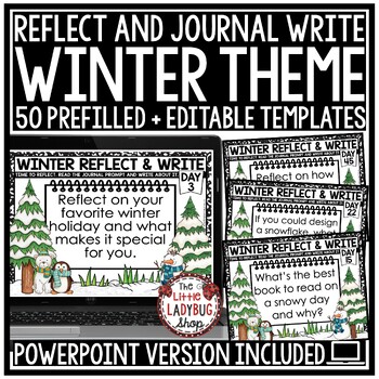 Preview of Reflect Winter Journal Writing Prompts December January Morning Meeting Slides