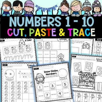 Preview of January Math | Numbers 1-10 Cut, Paste & Trace