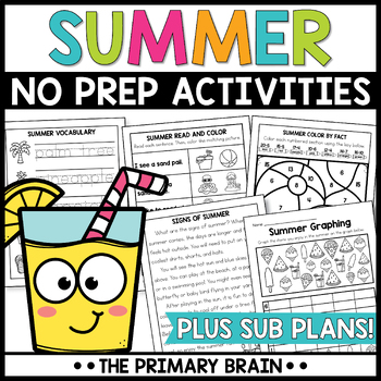 Preview of *$1 Flash Deal!* Summer NO PREP Activities | Thematic Unit Study with Sub Plans