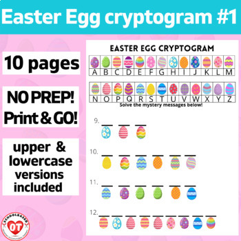 Preview of #1 OT EASTER EGG Cryptogram worksheets: 10 no prep pages: decoding words/phras