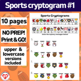 #1 OT SPORTS cryptogram worksheets: 10 no prep pages Decod