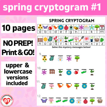 Preview of #1 OT SPRING cryptogram worksheets: 10 no prep pages decoding words/phrases