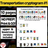 #1 OT TRANSPORTATION cryptogram worksheets: 10 no prep pag