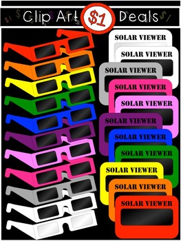 Preview of $1 Rainbow of Solar Eclipse Glasses and Solar Viewers Clip Art