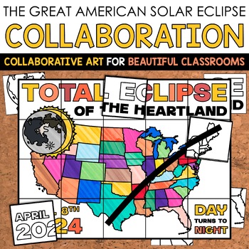 Preview of $1 SALE Solar Eclipse 2024 Collaborative Poster Team Bulletin Board Coloring
