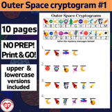 #1 SPACE cryptogram Worksheets: OT 10 pgs  w/ UPPER & LOWE