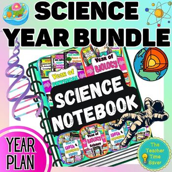 Preview of #1 Science Year Bundle | Physical, Earth, Space & Biology Life Science Notebook