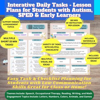 Preview of #1 Set Interactive Daily Tasks - Lesson Plans for Autism, SPED, & Early Learners