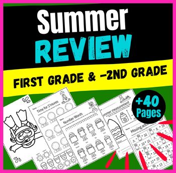 Preview of {$5 Summer Review Packet }+40 Math Review, End of Year First Grade & -2nd Grade