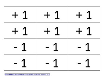 Preview of +1 and - 1 Math Flashcards - Printable Cut and Use