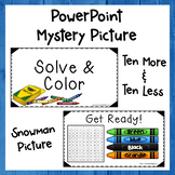 +10 -10 - Solve and Color - PowerPoint Hidden Snowman Picture