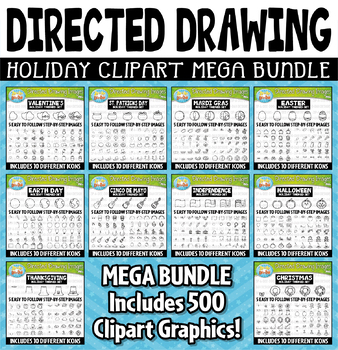 Preview of Holiday Directed Drawing Images Clipart Mega Bundle {Zip-A-Dee-Doo-Dah Designs}