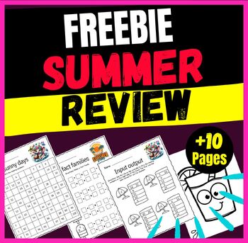 Preview of +10 FREEBIE Summer Review Packet & - Math , End of Year First Grade & -2nd Grade