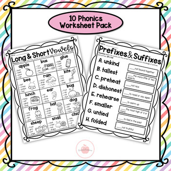 Preview of (((10 PAGES))) Reading Foundational Skills and Phonics Review Worksheets