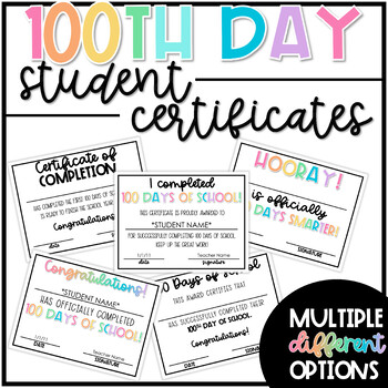 Preview of  100th Day of School Certificates - Editable 100th Day Certificate