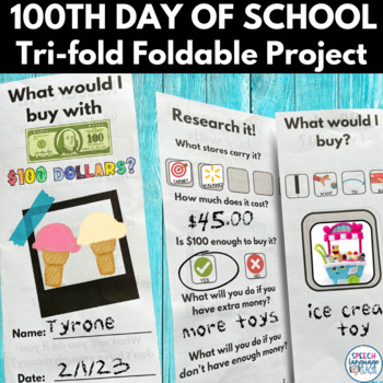 Preview of  100th Day of School Trifold Foldable Project & Writing Activity 