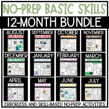 Preview of *12 MONTH BUNDLE* NO-PREP Basic Skills Activities for Special Education