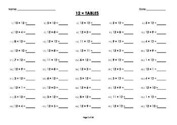 times table drill 12 teaching resources teachers pay teachers