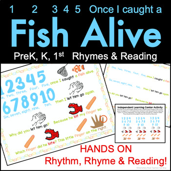 Preview of "12345 Once I Caught a Fish Alive" Rhyme - Music Activities & Literacy Images