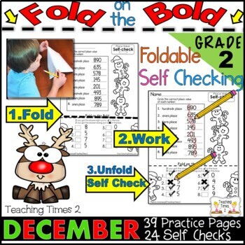 Preview of December(2nd Grade) Self Checking Math and Literacy Packet