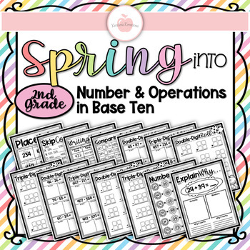 Preview of (((14 PAGES))) NO PREP TEST PREP! Spring into Number & Operations in Base Ten