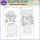 Spring & May Activity : Word search & Coloring page worsheets