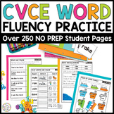 CVCE Words Fluency Worksheets NO PREP Phonics Practice Act