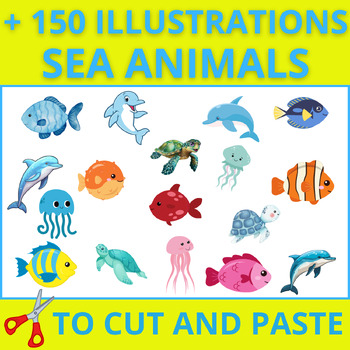 Preview of ✨+ 150 ILLUSTRATIONS TO CUT OUT - SEA ANIMALS -✨