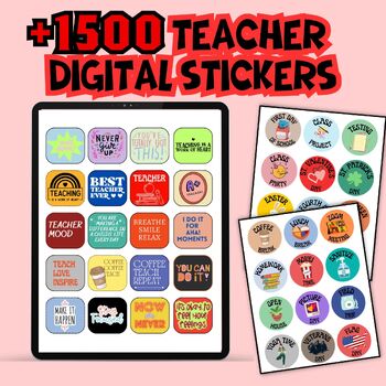 Preview of +1500 Teacher Digital & printable Stickers ,Digital Planner Stickers for Teacher