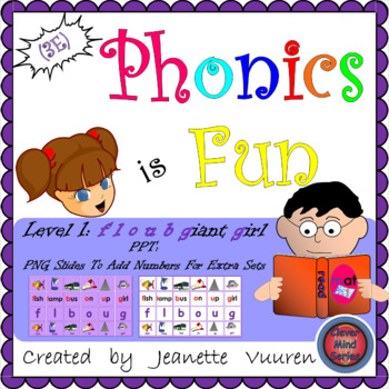 Preview of (3E) PHONICS IS FUN: PPT: f l o u b giant girl:EDITABLE SLIDES DISTANCE LEARNING